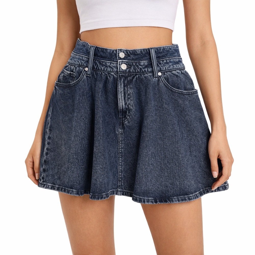 SCOOP Dark Wash Pleated Denim Mini Skirt – Size 10 – NWT
